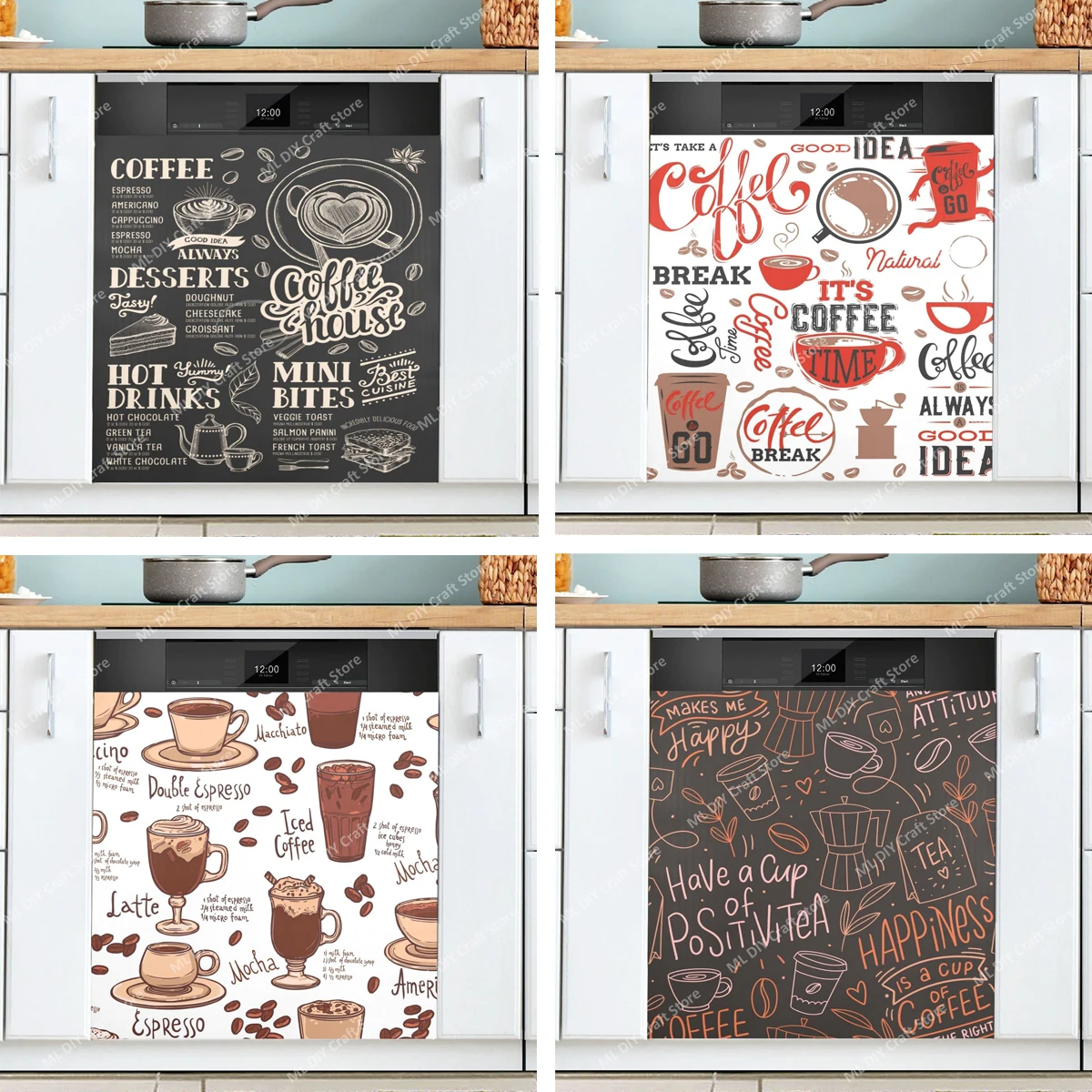Kitchen Appliances Pictures - Retro Coffee Topics Cafe Design Naklejka