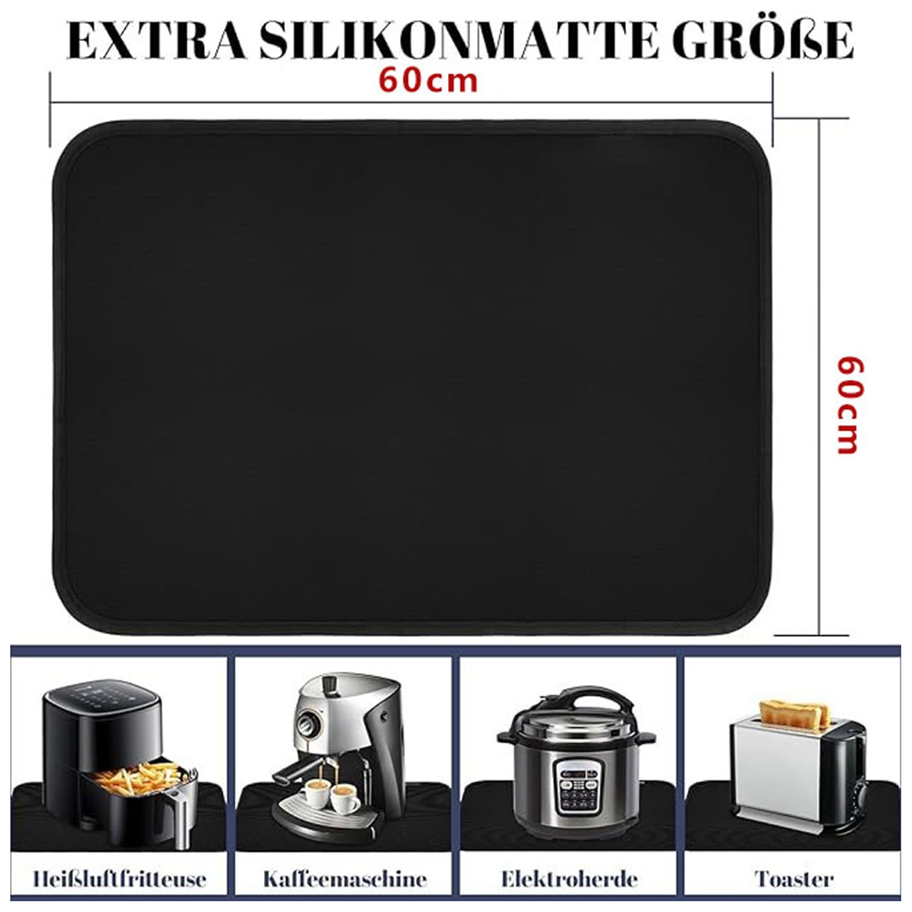 Kitchen Appliances Usa - Czarna mata do frytkownicy beztłuszczowej, ognioodporna